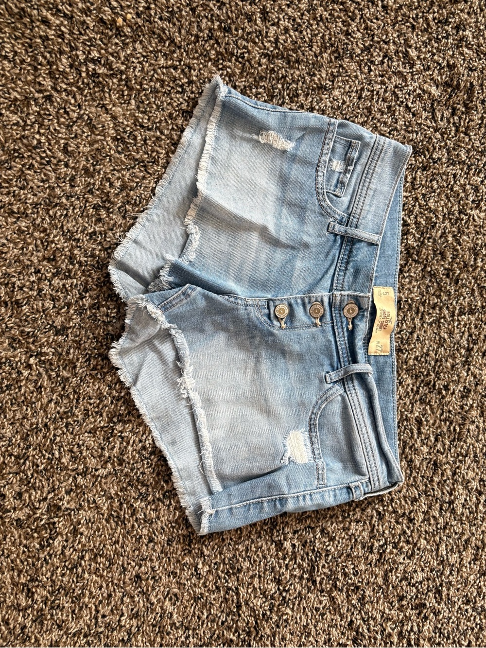 Hollister Light Blue Distressed Denim Jean Shorts